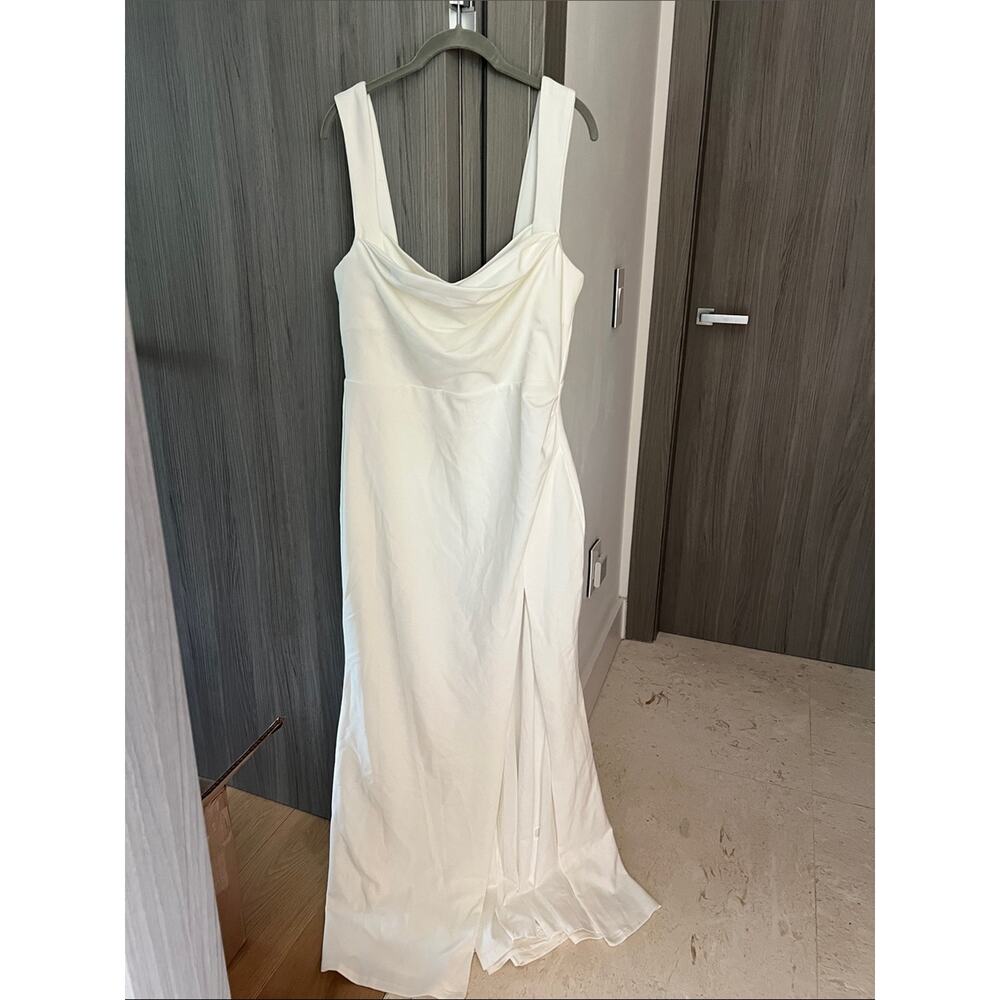 NWT REVOLVE Australia SHOWPO Tabitha cowlneck high split ivory maxi dress US 8 - Picture 6 of 12